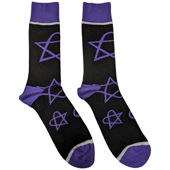 HIM Unisex Ankle Socks: Purple Heartagrams (UK Size 7 - 11) - Him - Koopwaar -  - 5056737230642 - 