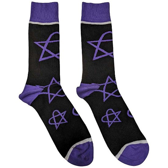 Cover for Him · HIM Unisex Ankle Socks: Purple Heartagrams (UK Size 7 - 11) (Kläder) [size M]