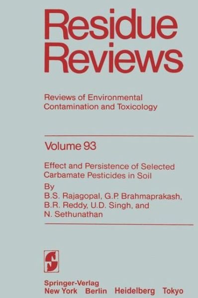 Cover for Francis A. Gunther · Residue Reviews - Reviews of Environmental Contamination and Toxicology (Paperback Book) [Softcover reprint of the original 1st ed. 1984 edition] (2011)