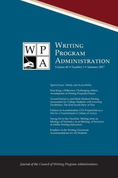 Cover for WPA Writing Program Administration 40.3 (Paperback Book) (2017)