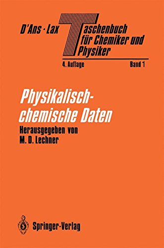 Cover for W Heiland · Taschenbuch Fur Chemiker Und Physiker: Band I Physikalisch-Chemische Daten (Paperback Book) [4th 4. Aufl. 1992. Softcover Reprint of the Origin edition] (2012)