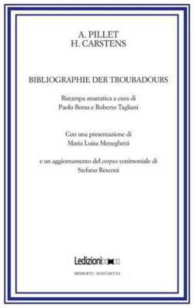 Bibliographie Der Troubadours - Henry Carstens - Książki - Ledizioni - 9788895994642 - 1 października 2013