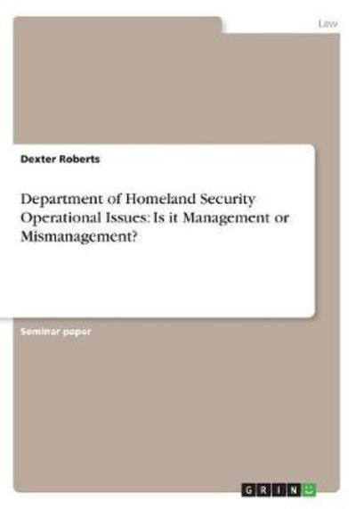 Cover for Roberts · Department of Homeland Security (Bog)