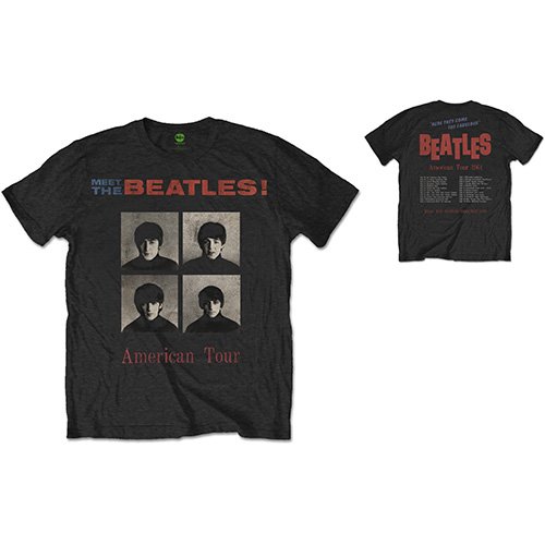The Beatles Unisex T-Shirt: American Tour 1964 (Back Print) - The Beatles - Fanituote - Apple Corps - Apparel - 5055979967644 - maanantai 12. joulukuuta 2016