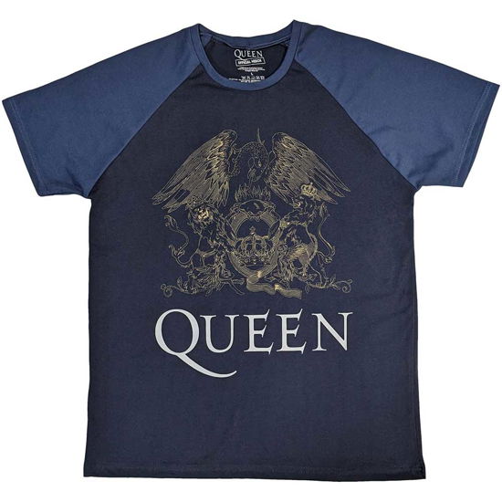 Queen Unisex Raglan T-Shirt: Crest - Queen - Merchandise -  - 5056737210644 - 