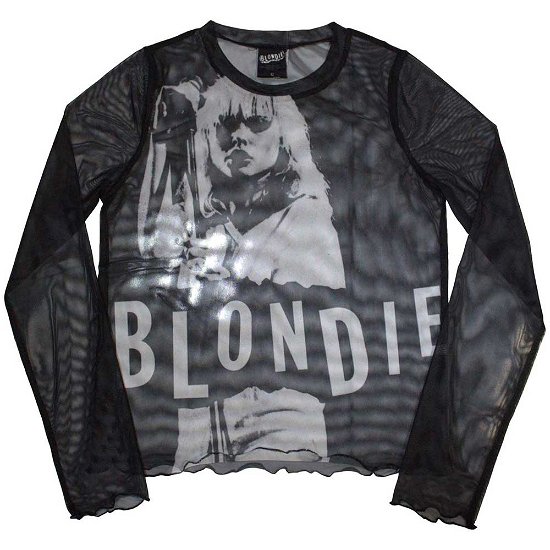 Blondie Ladies Long Sleeve T-Shirt: Mic Stand (Mesh) - Blondie - Produtos -  - 5056737236644 - 
