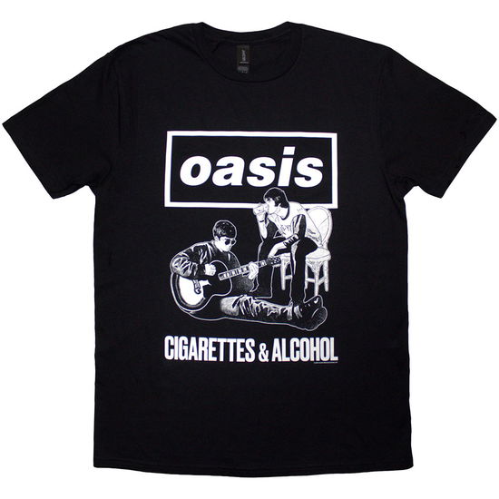 Cover for Oasis · Oasis Unisex T-Shirt: Cigarettes &amp; Alcohol Illustration Mono (Black) (T-shirt) [size M] (2025)