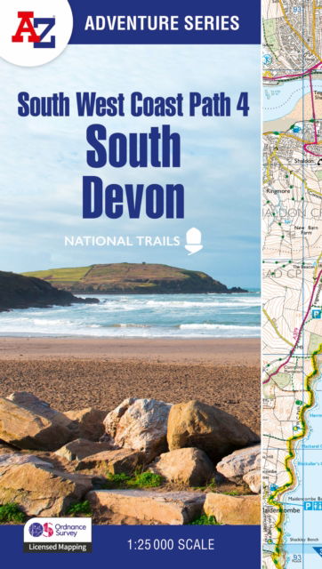 Cover for A-Z Maps · South West Coast Path 4 – South Devon: With Ordnance Survey Mapping - A -Z Adventure Series (Paperback Book) [4 Revised edition] (2025)