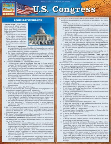 U.s. Congress (Quick Study: Academic) - Inc. Barcharts - Bøker - QuickStudy - 9781423219644 - 1. august 2013