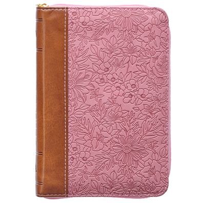 Cover for Christian Art Publishers · KJV Holy Bible, Mini Pocket Size, Faux Leather w/Ribbon Marker, Red Letter, King James Version, Zipper Closure, Pink / Toffee Brown (Läderbok) (2022)