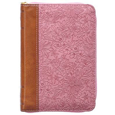 KJV Holy Bible, Mini Pocket Size, Faux Leather w/Ribbon Marker, Red Letter, King James Version, Zipper Closure, Pink / Toffee Brown - Christian Art Publishers - Books - Christian Art Publishers - 9781642728644 - January 29, 2022