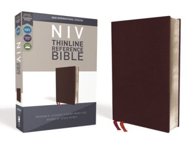 NIV, Thinline Reference Bible, Bonded Leather, Burgundy, Red Letter Edition, Indexed, Comfort Print - Zondervan - Livros - Zondervan - 9780310449645 - 26 de junho de 2018