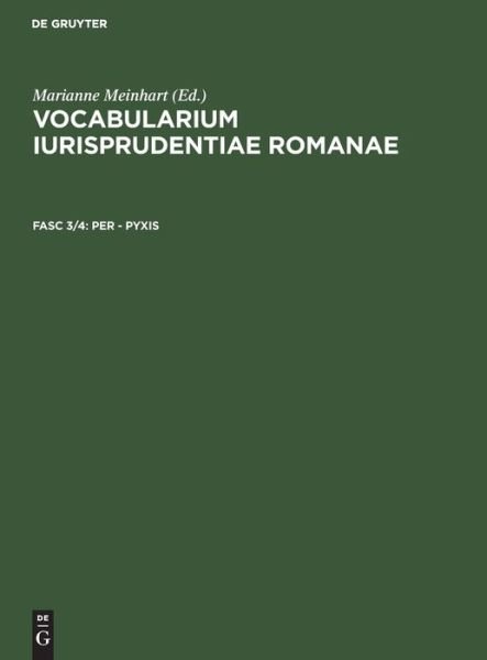 Cover for Mariannam Meinhart · Vocabularium Iurisprudentiae Romanae (Taschenbuch) (1985)