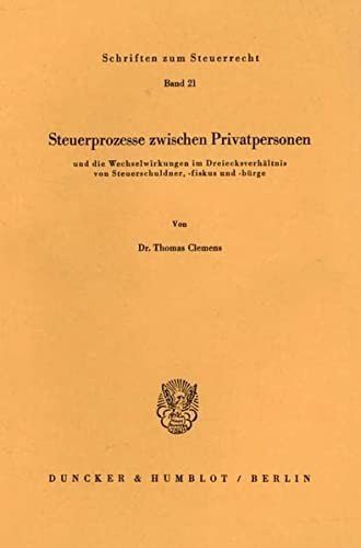 Cover for Clemens · Steuerprozesse zwischen Privatp (Bog) (1980)