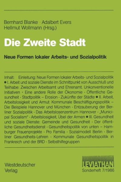 Cover for Blanke Bernhard · Die Zweite Stadt: Neue Formen Lokaler Arbeits- Und Sozialpolitik (Pocketbok) [1986 edition] (1986)