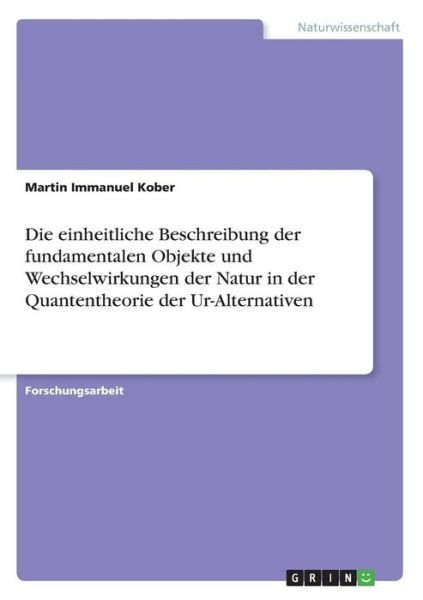 Cover for Kober · Die einheitliche Beschreibung der (Book)