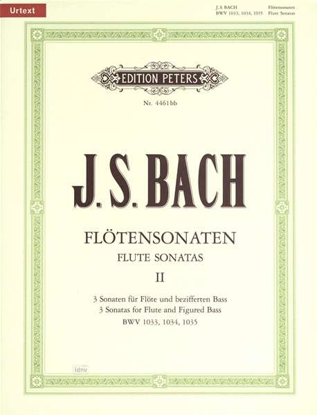 Cover for JS Bach · Flute Sonatas, Vol. 2: BWV 1033-1035 for Flute and Continuo (Partitur) (2004)