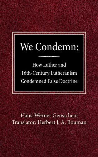 Cover for Hans-werner Gensichen · We Condemn (Hardcover Book) (1967)