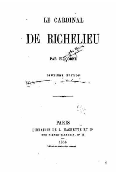 Cover for H Corne · Le Cardinal De Richelieu (Paperback Bog) (2015)
