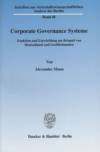 Cover for Mann · Corporate Governance Systeme. (Bog) (2003)