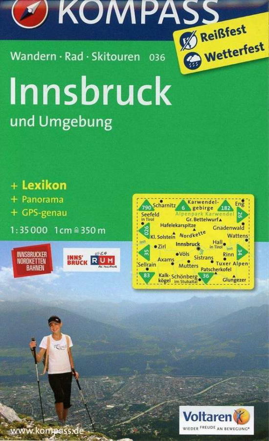 Cover for Mair-Dumont / Kompass · Innsbruck und umgebung*, Kompass Wandern-, fahrrad- und skitouren karte 036 (Book) (2015)