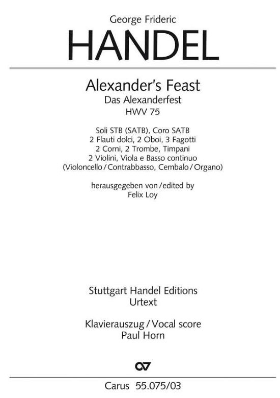 Cover for Handel · HÃ¤ndel:alexander's Feast, Klavierauszug (Book)
