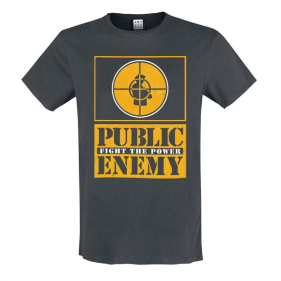 Public Enemy - Yellow Fight The Power Amplified Small Vintage Charcoal T Shirt - Public Enemy - Koopwaar - AMPLIFIED - 5054488588647 - 