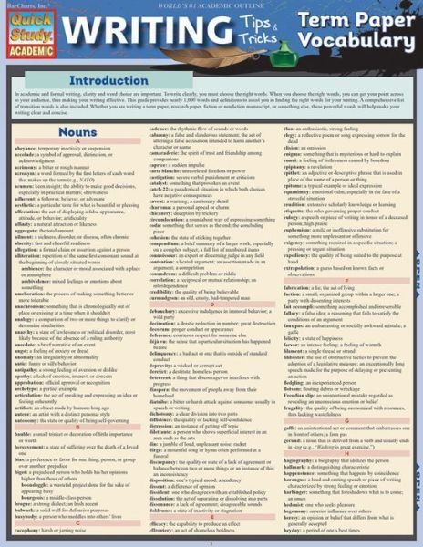 Cover for Inc. Barcharts · Writing Tips: Term Paper Vocabulary (Pocketbok) [Lam Chrt edition] (2013)