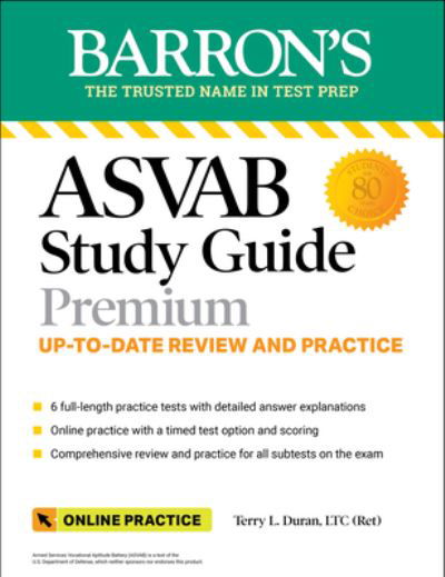 Cover for Terry L Duran · ASVAB Study Guide Premium: 6 Practice Tests + Comprehensive Review + Online Practice (Taschenbuch) (2022)