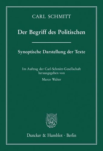 Cover for Schmitt · Der Begriff des Politischen. (Buch) (2018)