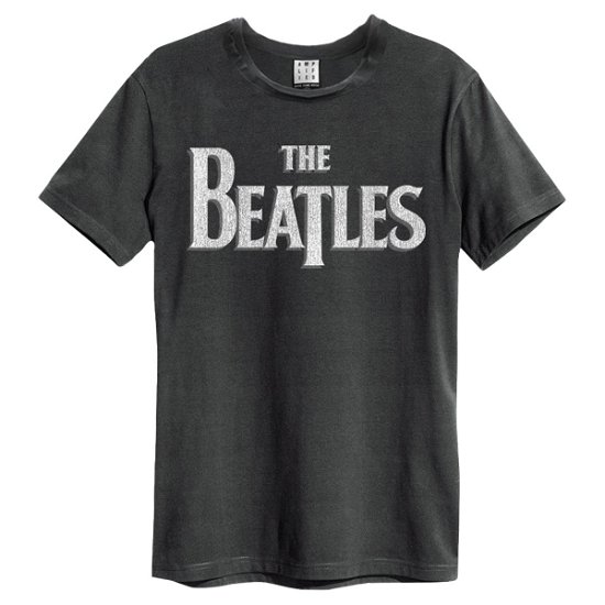 Cover for The Beatles · Beatles Logo Amplified Large Vintage Charcoal T Shirt (T-shirt)