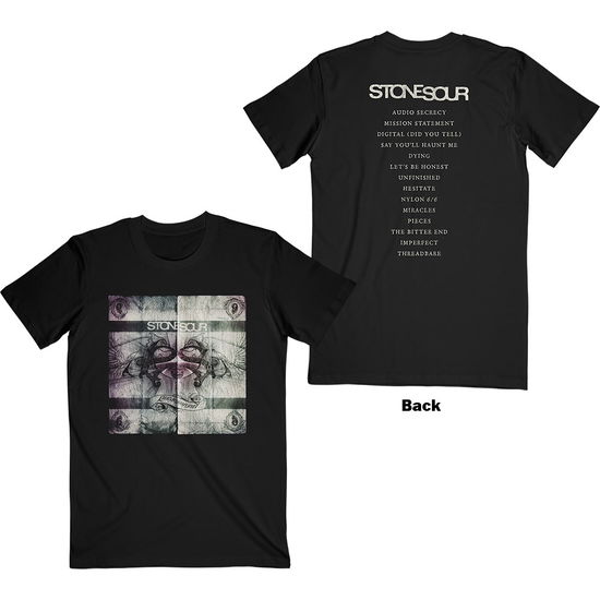 Cover for Stone Sour · Stone Sour Unisex T-Shirt: Audio Secrecy Square (Black) (Back Print) (T-shirt) [size S] [Black - Unisex edition] (2021)