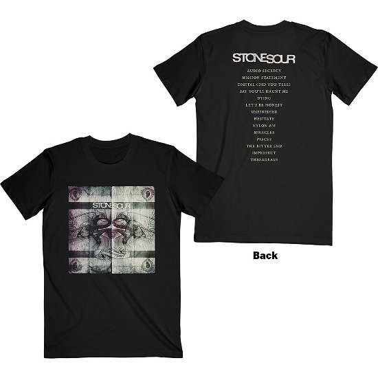 Cover for Stone Sour · Stone Sour Unisex T-Shirt: Audio Secrecy Square (Back Print) (T-shirt) [size S] [Black - Unisex edition]