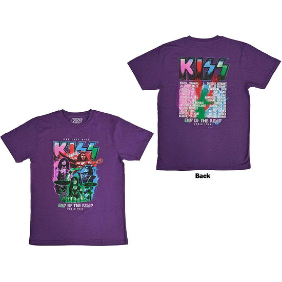 Cover for Kiss · KISS Unisex T-Shirt: End Of The Road Colour Pop (Purple) (Back Print) (T-shirt) [size S] (2024)