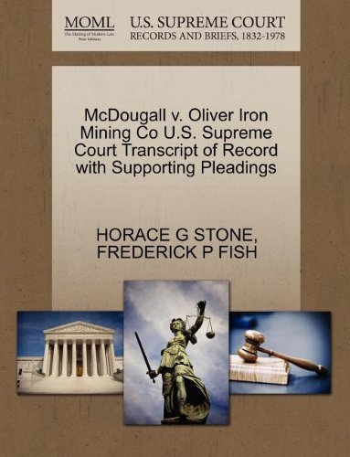 Cover for Frederick P Fish · Mcdougall V. Oliver Iron Mining Co U.s. Supreme Court Transcript of Record with Supporting Pleadings (Paperback Book) (2011)