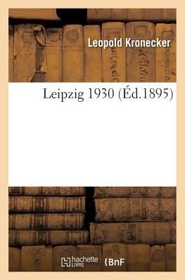 Cover for Kronecker-l · Leipzig 1930 (Paperback Bog) (2016)