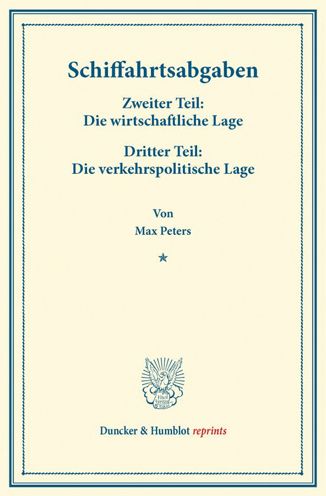 Cover for Peters · Schiffahrtsabgaben. (Book) (2014)