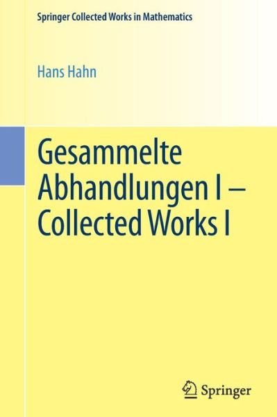 Cover for Hahn · Gesammelte Abhand.Coll.Works.1 (Bok) (2016)