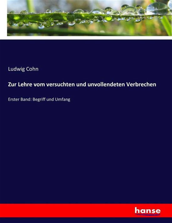 Cover for Cohn · Zur Lehre vom versuchten und unvol (Book) (2017)