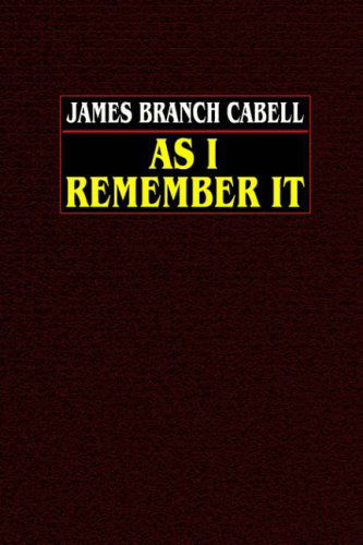 Cover for James Branch Cabell · As I Remember It (Taschenbuch) (2003)