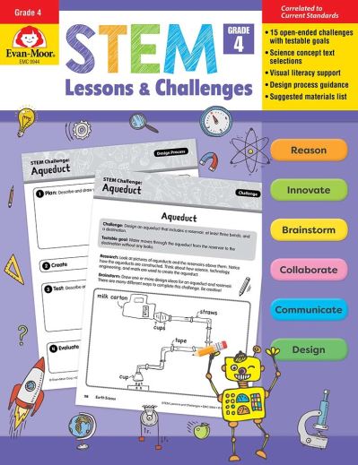 Cover for Evan-Moor · Stem Lessons and Challenges, Grade 4 (Taschenbuch) (2019)