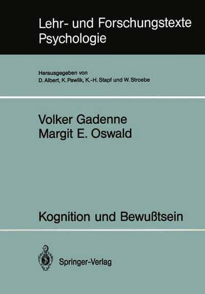 Cover for Volker Gadenne · Kognition und Bewusstsein - Lehr- und Forschungstexte Psychologie (Paperback Book) [German edition] (1991)