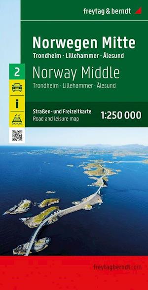 Cover for Freytag &amp; Berndt · Norway Middle Road and Leisure Map: Trondheim, Lillehammer, Alesund (Map) (2023)