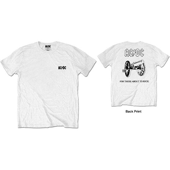 Cover for AC/DC · AC/DC Unisex T-Shirt: About To Rock (Back Print / Retail Pack) (T-shirt) [size S] [White - Unisex edition]