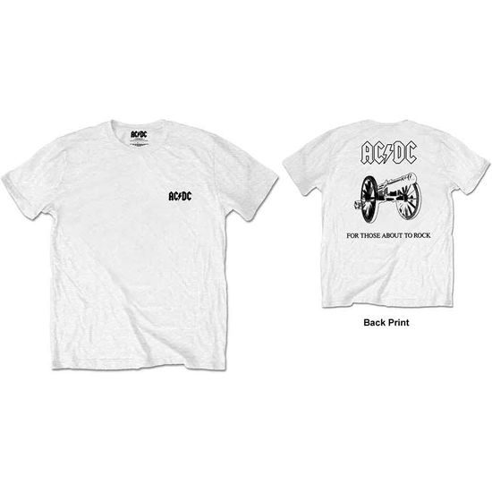 Cover for AC/DC · AC/DC Unisex T-Shirt: About To Rock (Back Print / Retail Pack) (T-shirt) [size S] [White - Unisex edition]