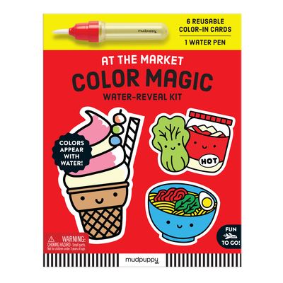 Cover for Mudpuppy · At the Market Color Magic Water-Reveal Kit (Book) (2025)