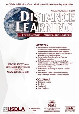 Cover for Michael Simonson · Distance Learning - Volume 16 Issue 3 2019 (Book) (2020)