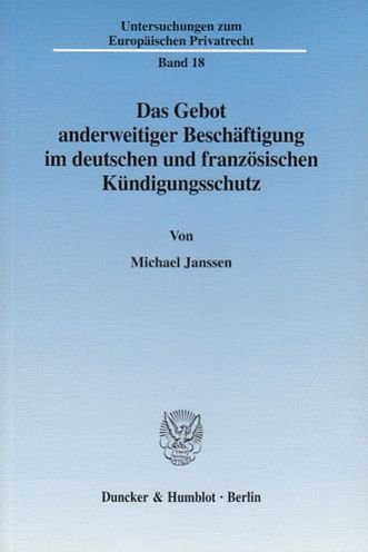 Cover for Janssen · Das Gebot anderweitiger Beschäf (Book) (2003)