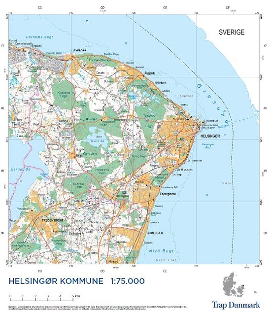 Cover for Trap Danmark · Trap Danmark: Kort over Helsingør Kommune (Landkart) (2018)
