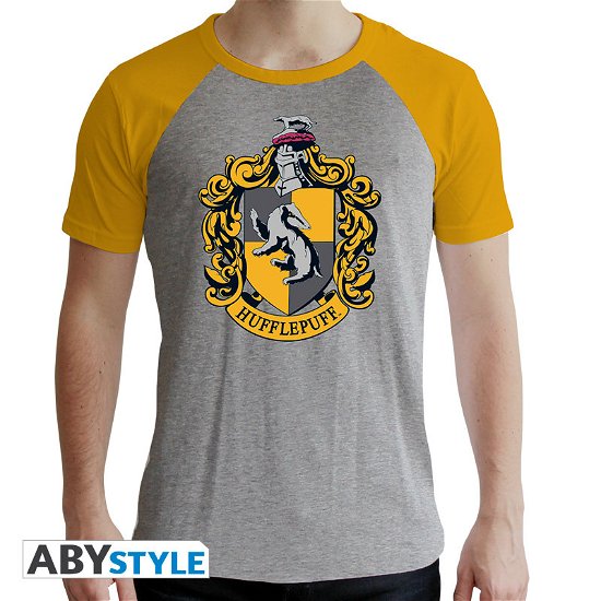 HARRY POTTER - Tshirt Hufflepuff man SS grey & y - T-Shirt Männer - Merchandise - ABYstyle - 3665361008651 - 7. februar 2019